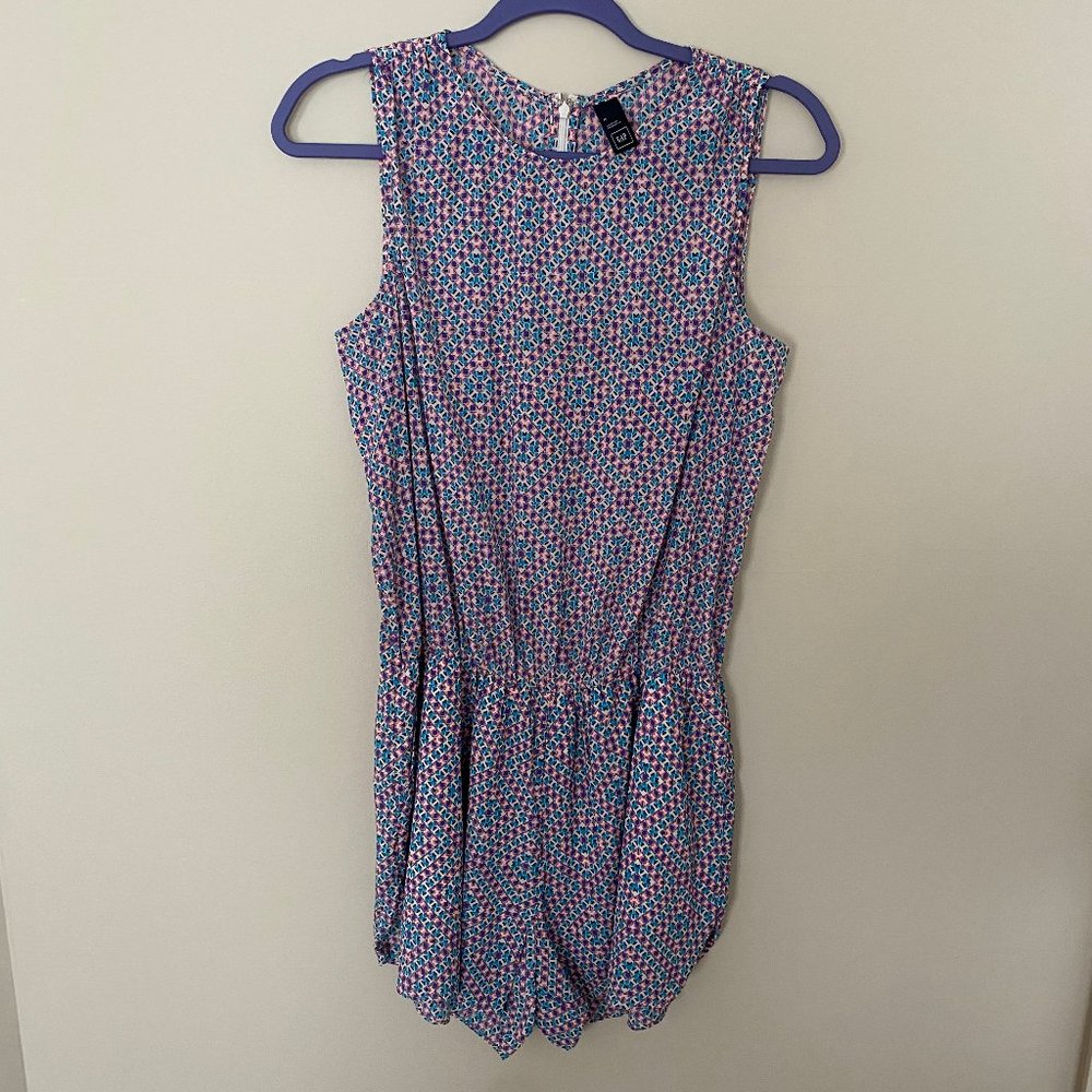 Gap purple, blue, pink, and white patterned romper
